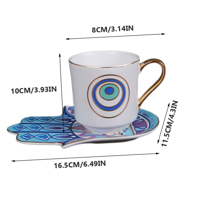 Turkish Ceramic Coffee Cup and Saucer Set Handmade Elegant Tea Drinking Cups for Home - Image 3