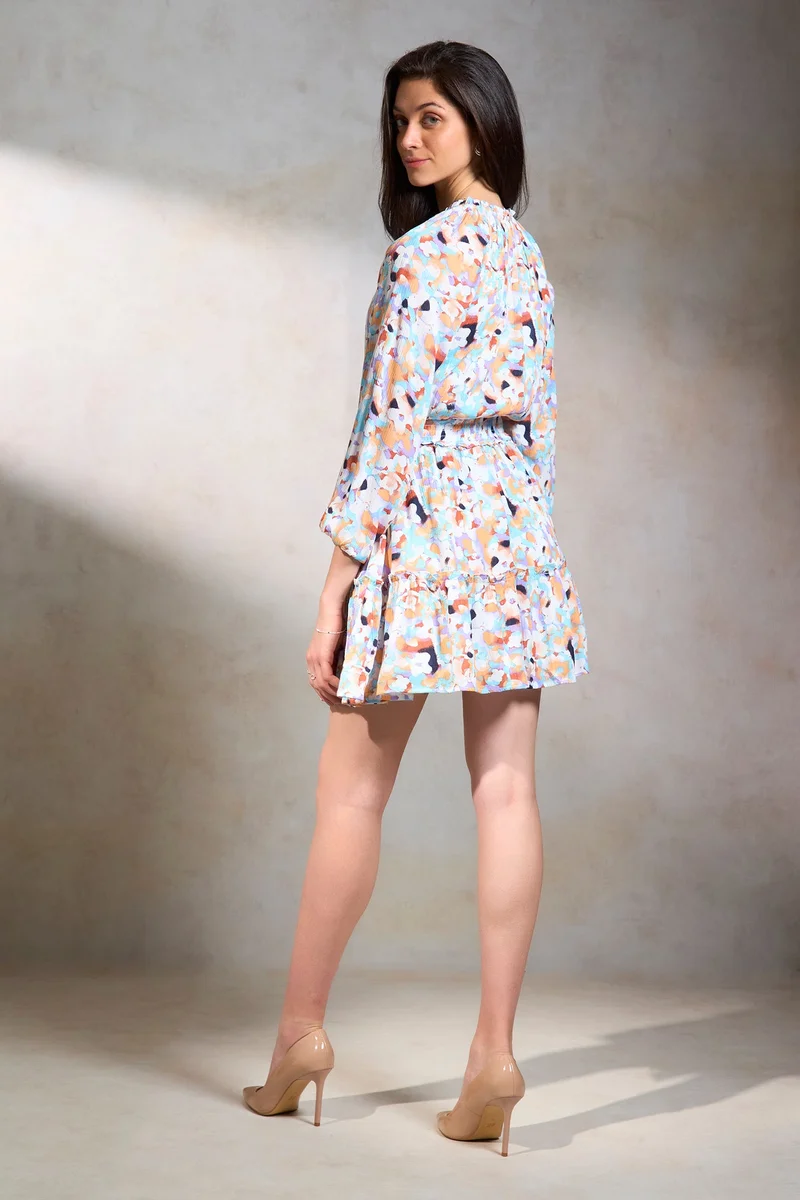 Virgio  Floral Viscose Smocked Mini Printed Dress for Women for Women | Best Price UAE