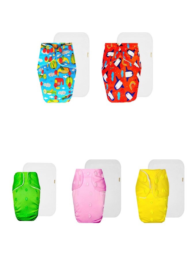 Dumbledo Premium Cloth Diaper with Cotton Insert (Pack of 5) | Soft & Gentle | Leakproof | Easy to Clean | Designed by Moms | 3 Months - 3 Years | Unisex Baby - Image 1