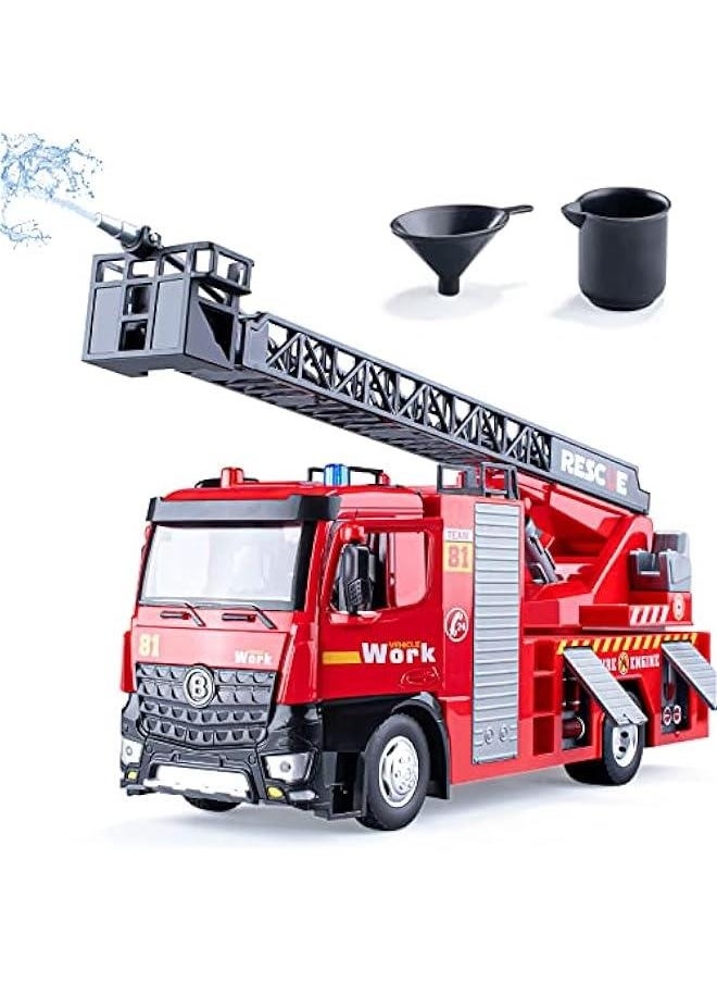 Generic - Fire Truck Toy Metal Cab, Fire Engine Truck with Lights and Siren Sounds, Working Water Pump and Ladder, Firetruck Toy for Toddlers Kids, 12 - Image 1