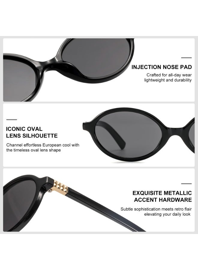 Retro Oval Sunglasses for Women Vintage 90s Y2K Trendy Designer Sun Glasses - Image 5