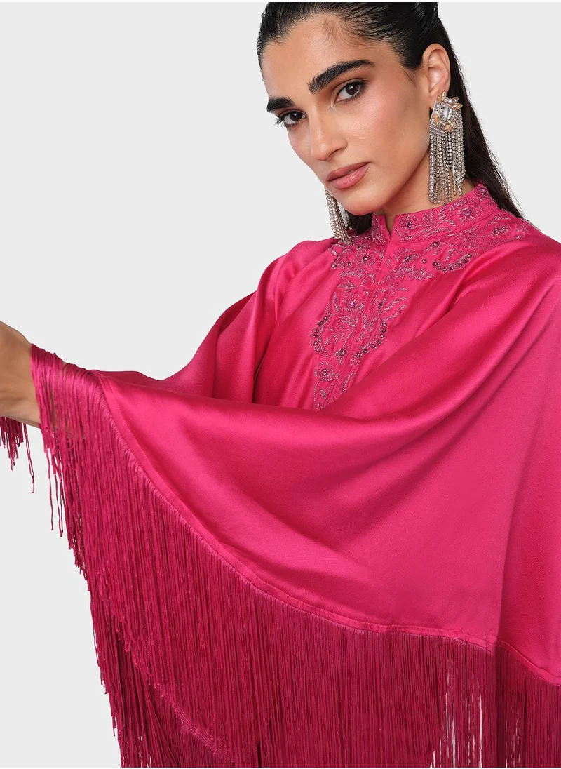 Threadz by Ajooni Layered Fringe Hem Kaftan