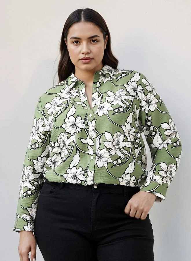 Ulla Popken Plus Size Ulla Popken Floral Print Shirt