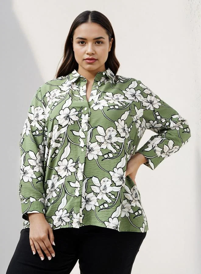 Ulla Popken Plus Size Ulla Popken Floral Print Shirt
