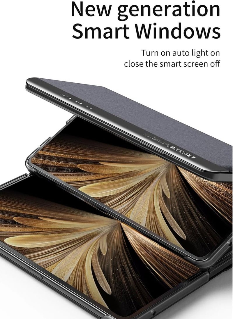 Leather Case Compatible with Honor Magic V5  2025 Cover with Foldable Bracket and Pen Holder Intelligent Window Leather Shockproof and Anti Drop Protective Cover Case - Image 5