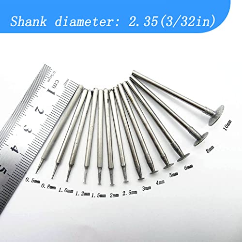 Luo ke 13 Pcs T Shape Diamond Burr - 3/32'' Shank Channel Cutting Burs Diamond Mounted Stone Carving Burr for Rotary Tools Includes Dremel - Image 2