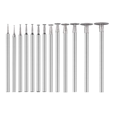 Luo ke 13 Pcs T Shape Diamond Burr - 3/32'' Shank Channel Cutting Burs Diamond Mounted Stone Carving Burr for Rotary Tools Includes Dremel - Image 5