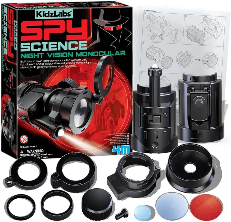 4M KidzLabs Spy Science Night Vision Monocular Kit - DIY STEM Detective Toy for Kids Ages 8+ - Image 2