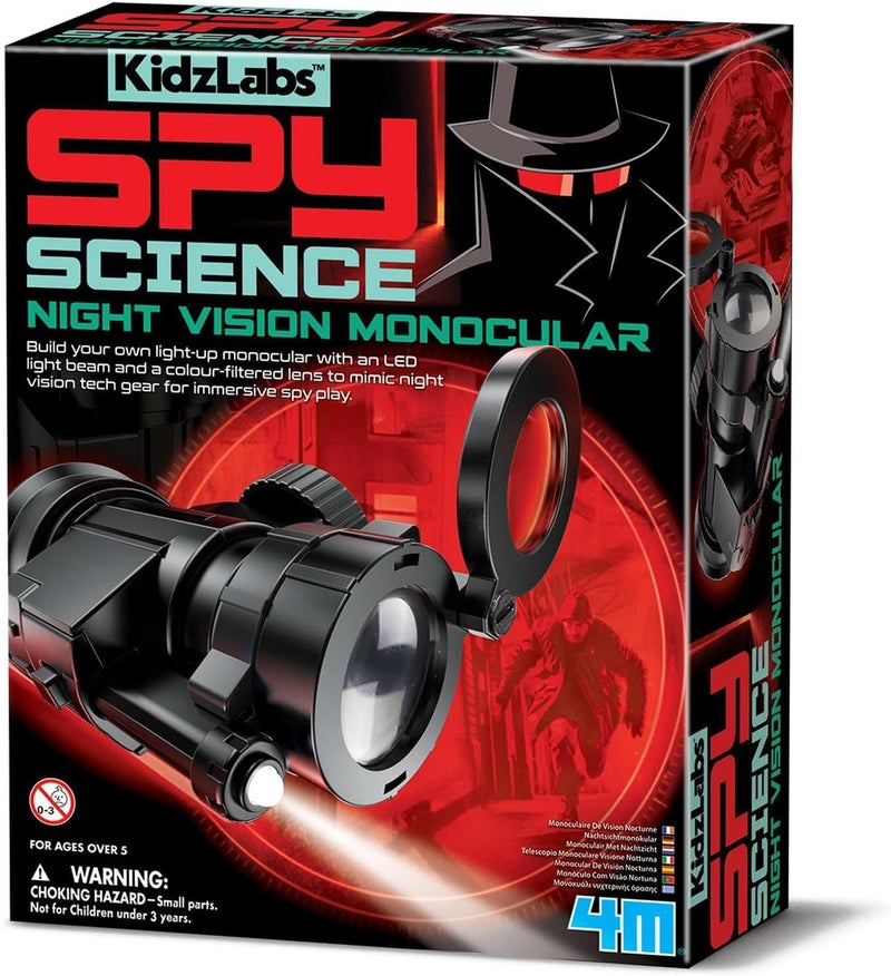 4M KidzLabs Spy Science Night Vision Monocular Kit - DIY STEM Detective Toy for Kids Ages 8+ - Image 1