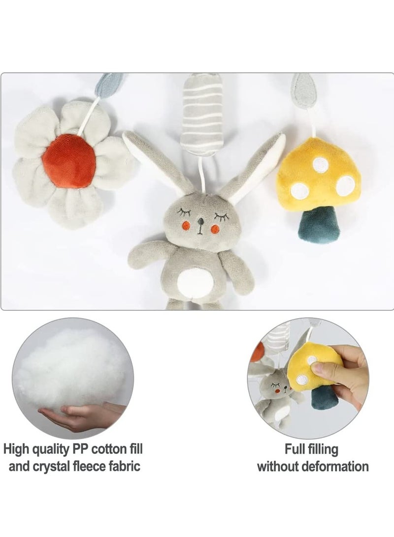 Barakah Baby Hanging Rattles Toys Activity Rabbit Plush Animal Wind Chime Sensory Toy with BB Squeaker Safety for Newborn Babies Toddlers  Shower Gift - Image 4