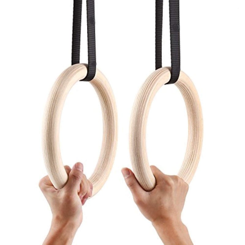 BOFFLE Gymnastic Wooden Rings with Heavy Duty Adjustable Strap | Roman Rings Perfect for Calisthenics Competition and Conditioning Training - Image 5