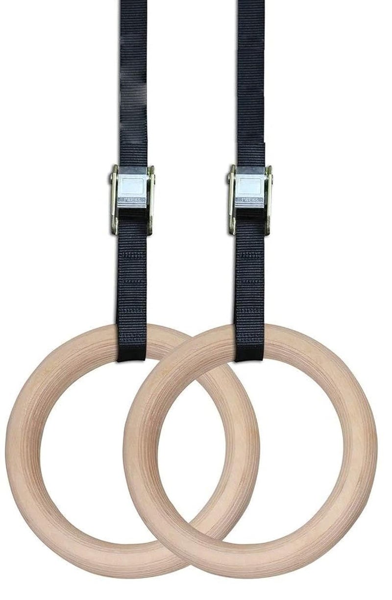 BOFFLE Gymnastic Wooden Rings with Heavy Duty Adjustable Strap | Roman Rings Perfect for Calisthenics Competition and Conditioning Training - Image 1