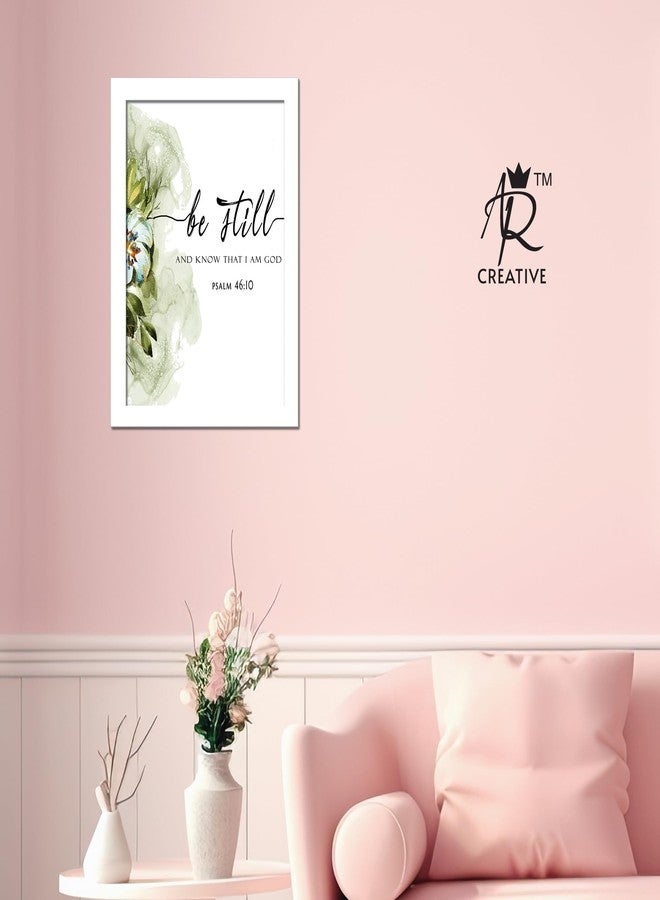 AR Creative Be Still Bible Verse Wall Photo Framed Wall Poster, Bible Quotes Print with Frame, Home (13.6 inch x 10.2 inch) Multicolor (White Frame) - Image 2