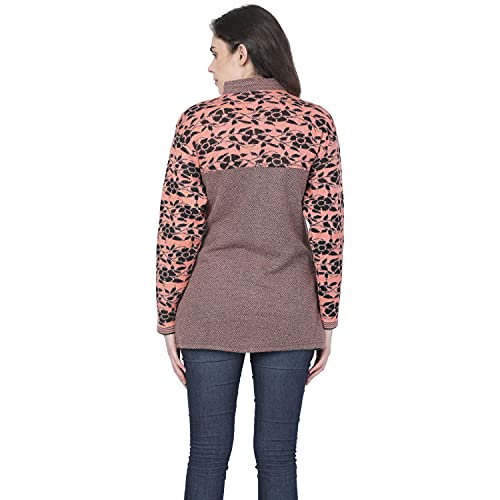 Matelco Women's Wool Round Neck Cardigan (AD004DV02GY_Peach_Medium) - Image 5