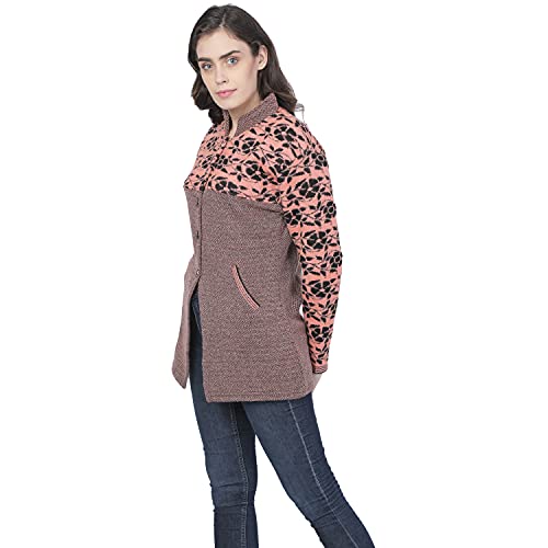 Matelco Women's Wool Round Neck Cardigan (AD004DV02GY_Peach_Medium) - Image 2