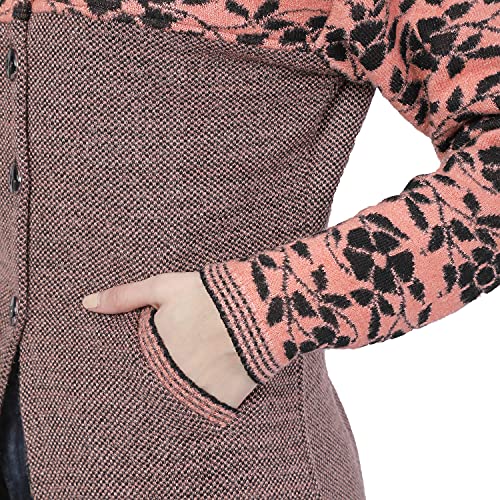 Matelco Women's Wool Round Neck Cardigan (AD004DV02GY_Peach_Medium) - Image 4