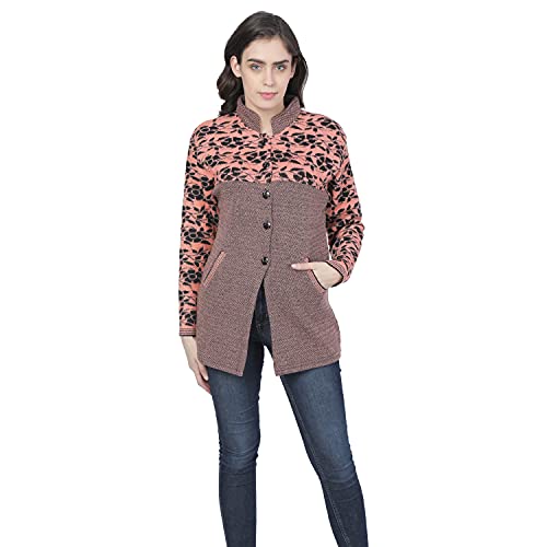 Matelco Women's Wool Round Neck Cardigan (AD004DV02GY_Peach_Medium) - Image 1