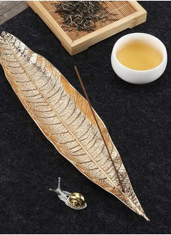 Excefore Incense Holder Set - Leaf and Snail Incense Burner,Incense Holders for Sticks Ash Catcher,Durable Zinc Alloy Materia,Modern Natural Design,Incense Ash Catcher Tray,Best for Meditation,Yoga,Home,Office  - Image 2