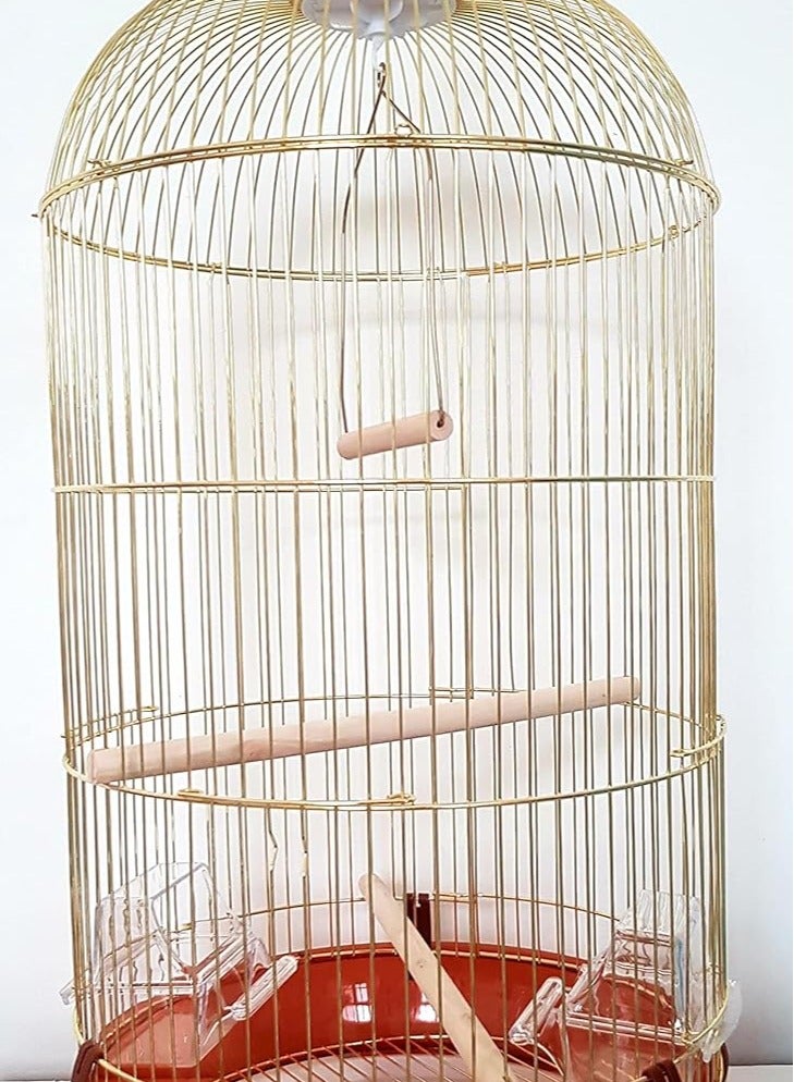 قفص طيور ذهبي كبير مع حاوية طعام  أرجوحة وعصا خشبية مناسبة للببغاوات الصغيرة والمتوسطة مثل ببغاء الكونيور وبادجيجار فيشر  وطائر الحب والكوكتيل والكناري جولد فينش - Image 2