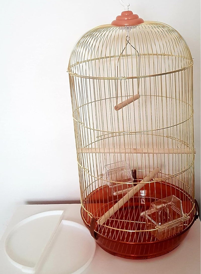 قفص طيور ذهبي كبير مع حاوية طعام  أرجوحة وعصا خشبية مناسبة للببغاوات الصغيرة والمتوسطة مثل ببغاء الكونيور وبادجيجار فيشر  وطائر الحب والكوكتيل والكناري جولد فينش - Image 5
