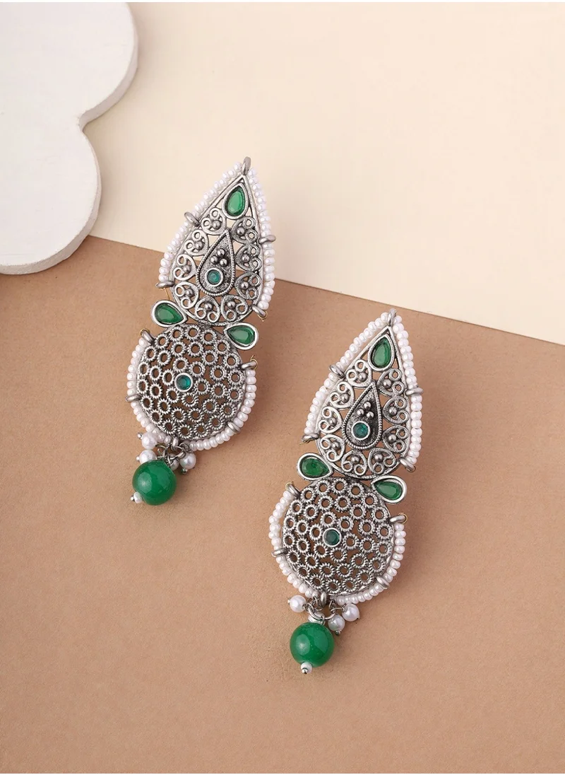 برياسي Kundan Studded Contemporary Drop Earrings