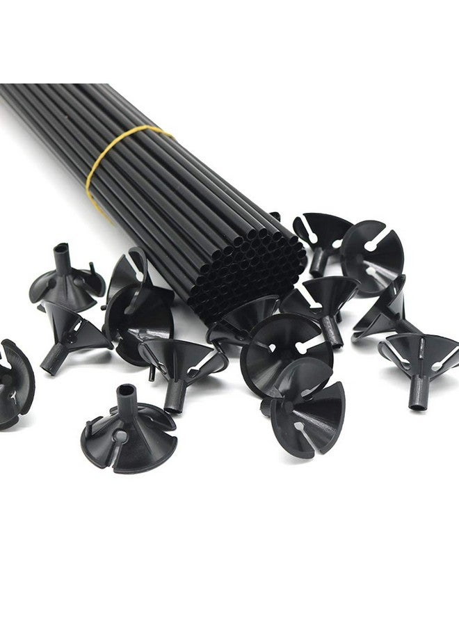 Horolas Holoras 100 Pcs Balloon Sticks with Base, Plastic Balloon Sticks Baloon Holder Balloon Straws for Party, Birthday, Wedding, Anniversary Decoration, Black - Image 1
