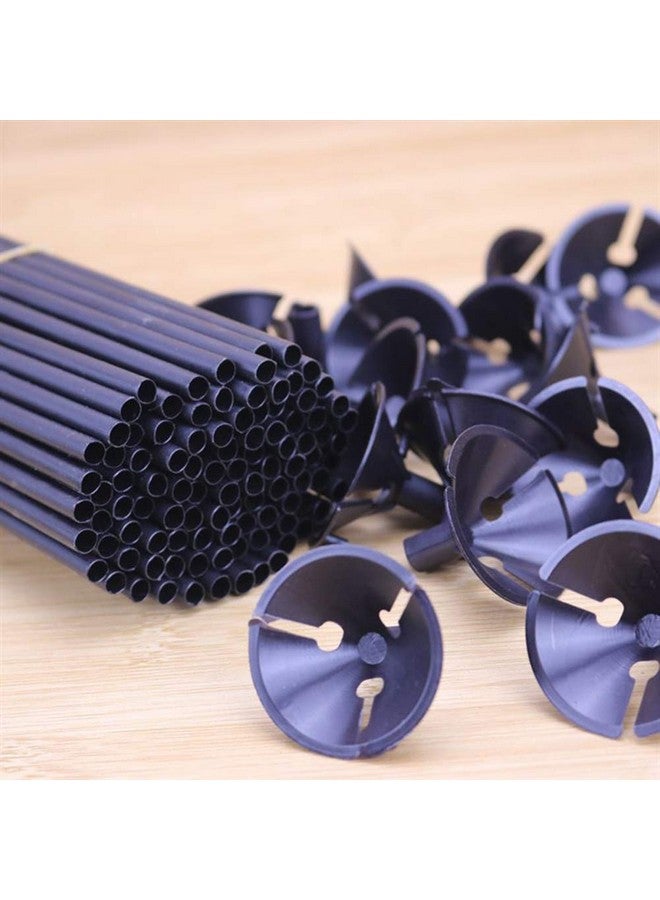 Horolas Holoras 100 Pcs Balloon Sticks with Base, Plastic Balloon Sticks Baloon Holder Balloon Straws for Party, Birthday, Wedding, Anniversary Decoration, Black - Image 2
