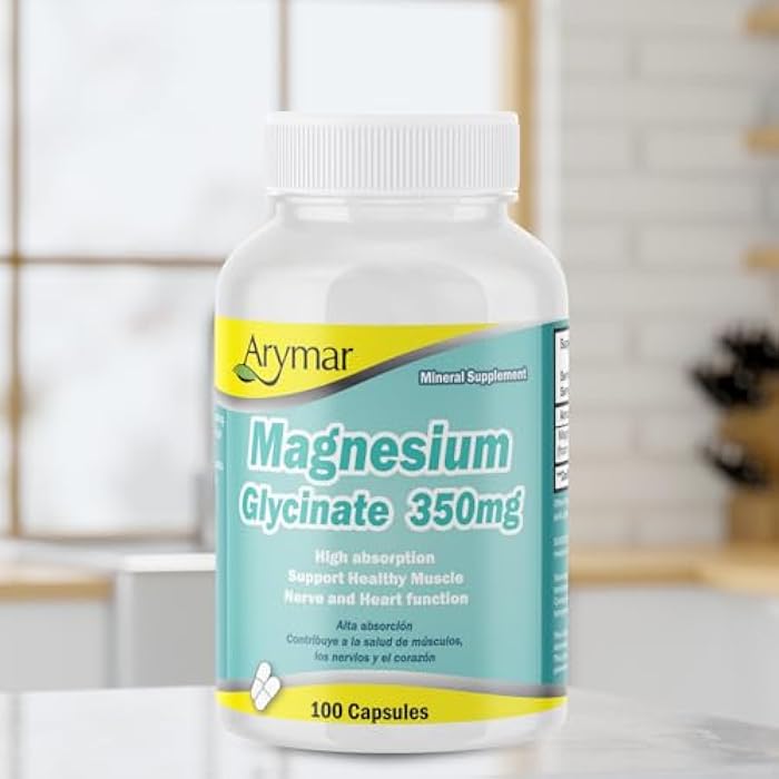 Arymar Magnesium Glycinate 350 mg, 100 Capsules, Supports Muscle Health and Nerve Health, Non-GMO, Gluten-Free - Image 5