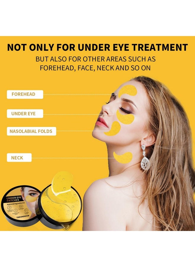 Treondexir - 24K Gold Eye Masks For Dark Circles And Puffiness 70Pcs, Under Eye Patches Gel Pads For Puffy Eyes Treatment W/Collagen, Caffeine, Peptides For Eye Bags Treatment, Gel Eye Mask Skincare - Image 1