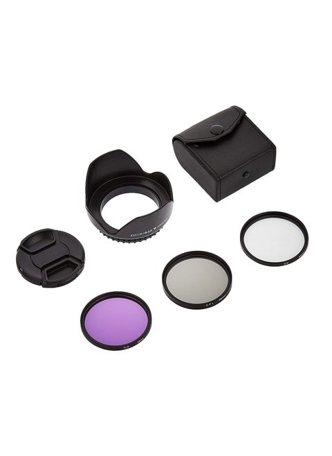 6 in 1 Kit Lens Cap Hood UV+CPL+FLD Circular Polarizer Filter Case for Canon/Nikon/Sony/Olympus/Pentax/Panasonic Camera Lenses (55MM)