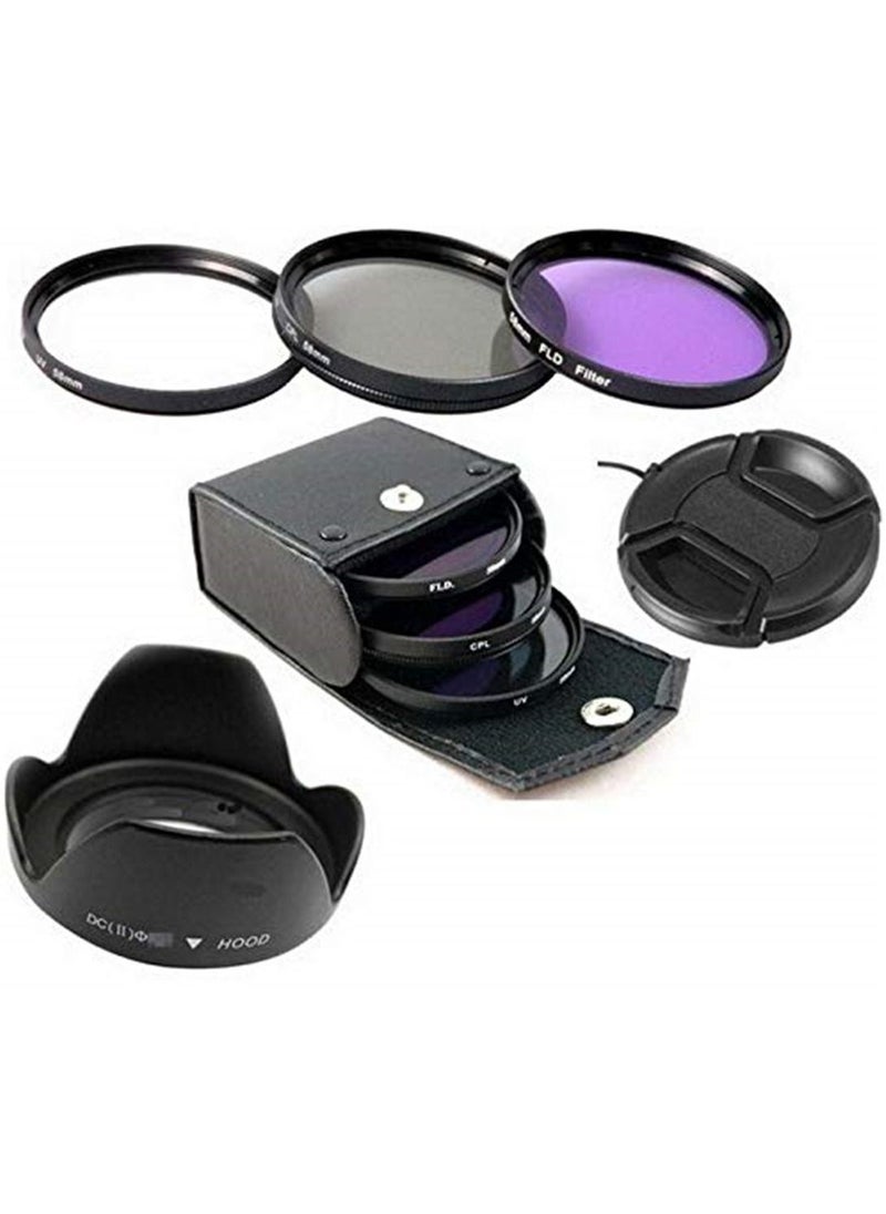 Generic - 6 in 1 Kit Lens Cap Hood UV+CPL+FLD Circular Polarizer Filter Case for Canon/Nikon/Sony/Olympus/Pentax/Panasonic Camera Lenses (55MM) - Image 1