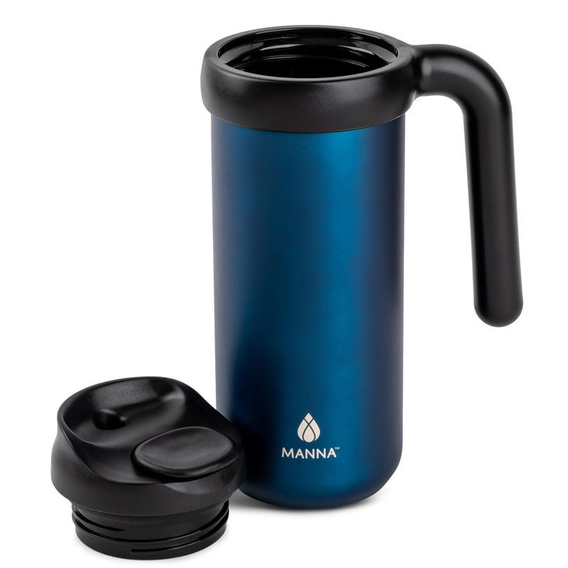 Manna Mocha Double-wall Vacuum Insulated Travel Mug with Leak-proof Easy-Align Lid - 16 Oz - Sapphire - Image 2