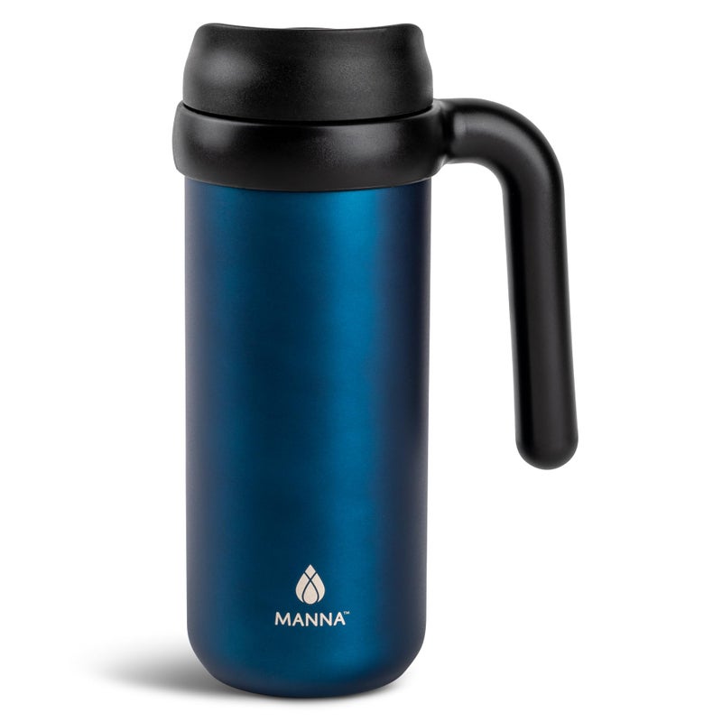 Manna Mocha Double-wall Vacuum Insulated Travel Mug with Leak-proof Easy-Align Lid - 16 Oz - Sapphire - Image 1