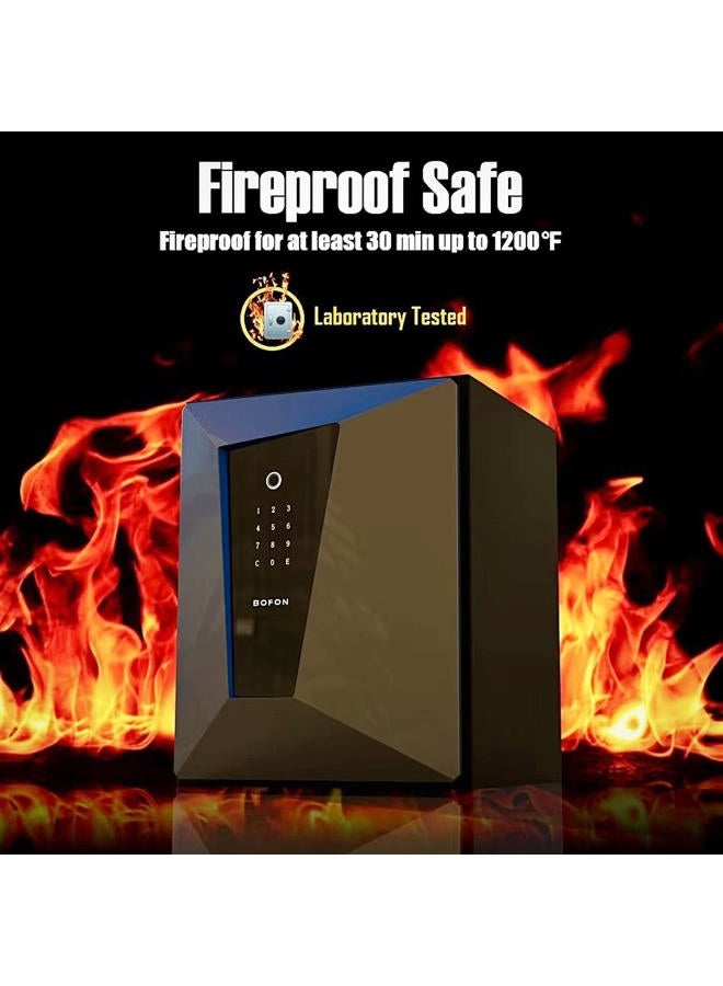 BOFON Y-Series Fingerprint Smart Safe Box, Security Box with Key,1.45 Cubic, Safety Box for Home (2.1 Cubic Feet Fireproof-45FF) - Image 2