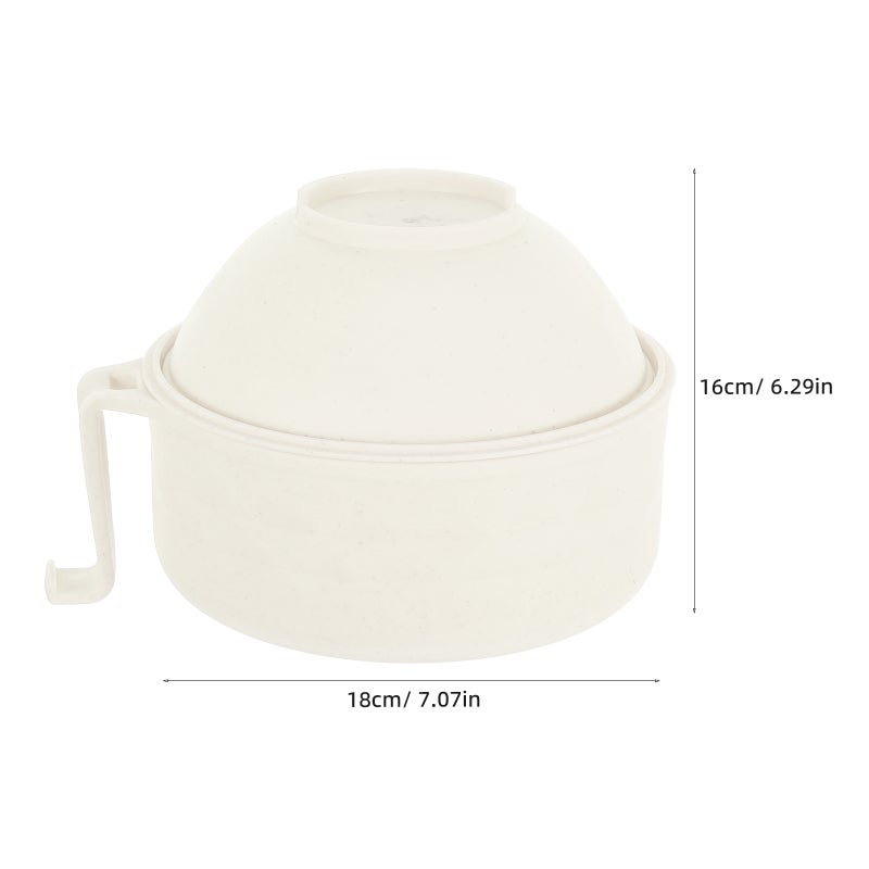 Microwave Ramen Bowl Set with Lid Mixing Salad Pasta Fruit Bowls with Fork Spoon Chopsticks Microwave Safe Ramen Cooker for College Dorm Room Beige - Image 3