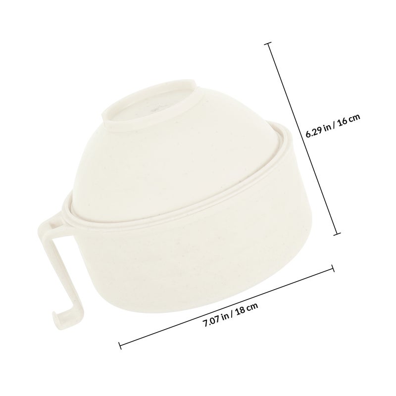 Microwave Ramen Bowl Set with Lid Mixing Salad Pasta Fruit Bowls with Fork Spoon Chopsticks Microwave Safe Ramen Cooker for College Dorm Room Beige - Image 2