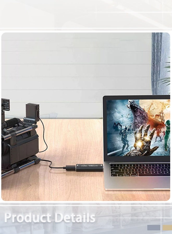 بطاقة التقاط فيديو HDTV بدقة 4K، محول التقاط الصوت والفيديو (HDMI إلى USB 2.0)، جهاز تسجيل والتقاط مخصص للبث المباشر، ومؤتمرات الفيديو، والتعليم، والألعاب. - Image 3