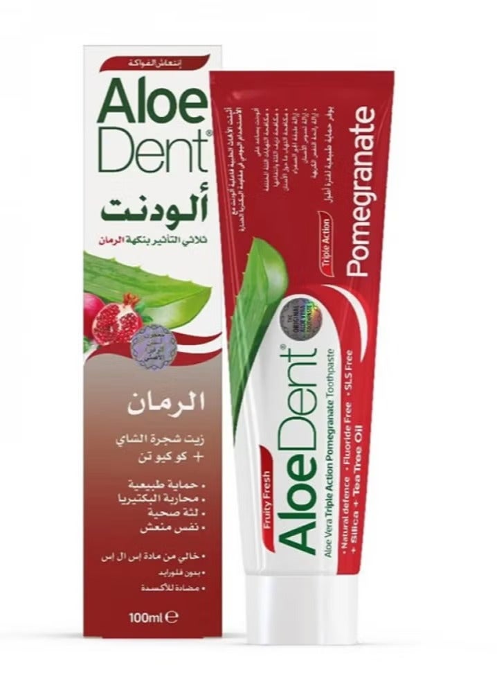 ألودنت الودنت معجون الاسنان 100 مل ثلاثي التاثير بالرمان