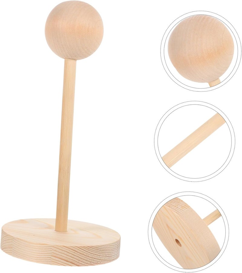 Garneck Professional Wig Stand Holder Wooden Hat Rack Hair Holder for Braiding Doll Display Stand - Image 5