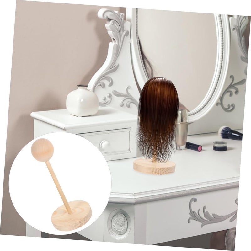 Garneck Professional Wig Stand Holder Wooden Hat Rack Hair Holder for Braiding Doll Display Stand - Image 3