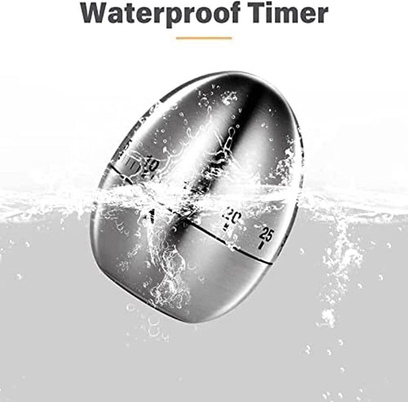 GT-REX GTREX Mechanical Egg Shape Kitchen Timer Stainless Steel Machinery Count Down Reminder Alarm Clock with 60 Minutes for Cooking - Image 3