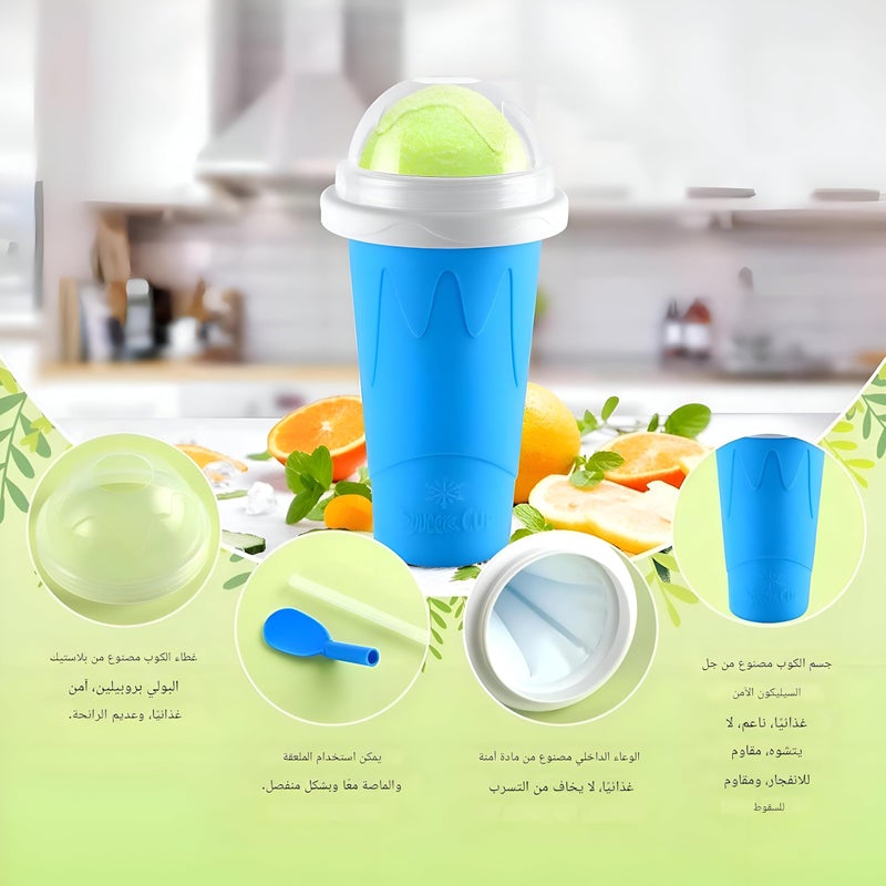 Ice Cream Maker - Fun slushie and milkshake freezing cup designed for kids to enjoy homemade frozen treats safely, with eco-friendly silicone and ergonomic grip design (Blue) - Image 2
