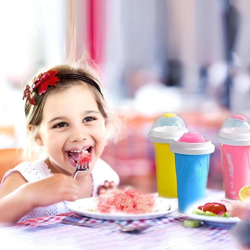Ice Cream Maker - Fun slushie and milkshake freezing cup designed for kids to enjoy homemade frozen treats safely, with eco-friendly silicone and ergonomic grip design (Blue) - Image 4