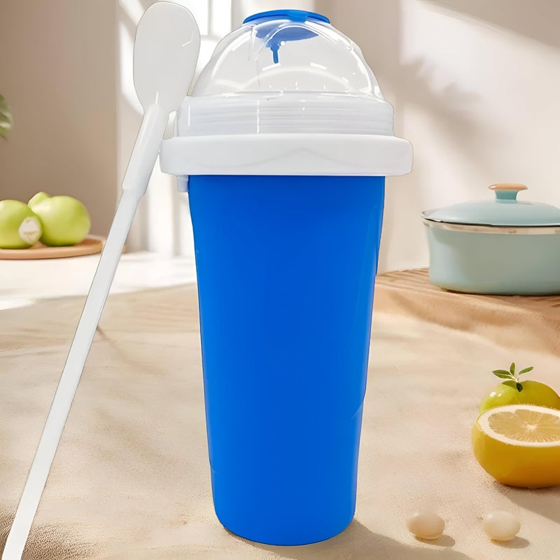 Ice Cream Maker - Fun slushie and milkshake freezing cup designed for kids to enjoy homemade frozen treats safely, with eco-friendly silicone and ergonomic grip design (Blue) - Image 1