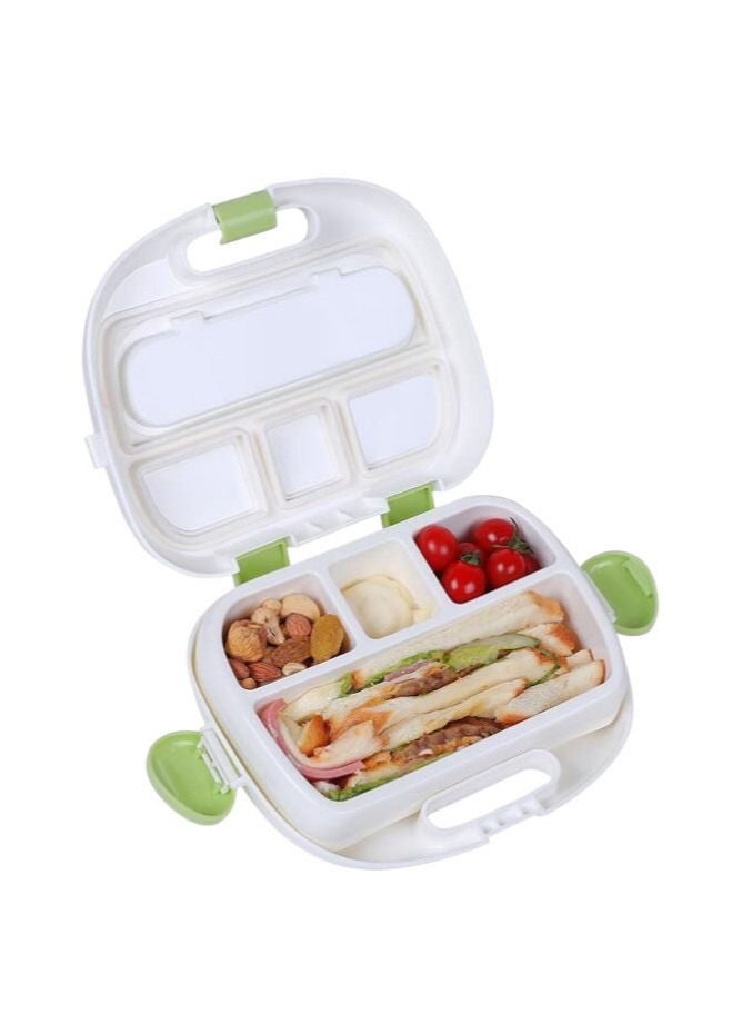 XiuWoo Children's Bento Lunch Box Fresh-Keeping Lunch Box Lunch Plate With Fork-Green  - Image 2