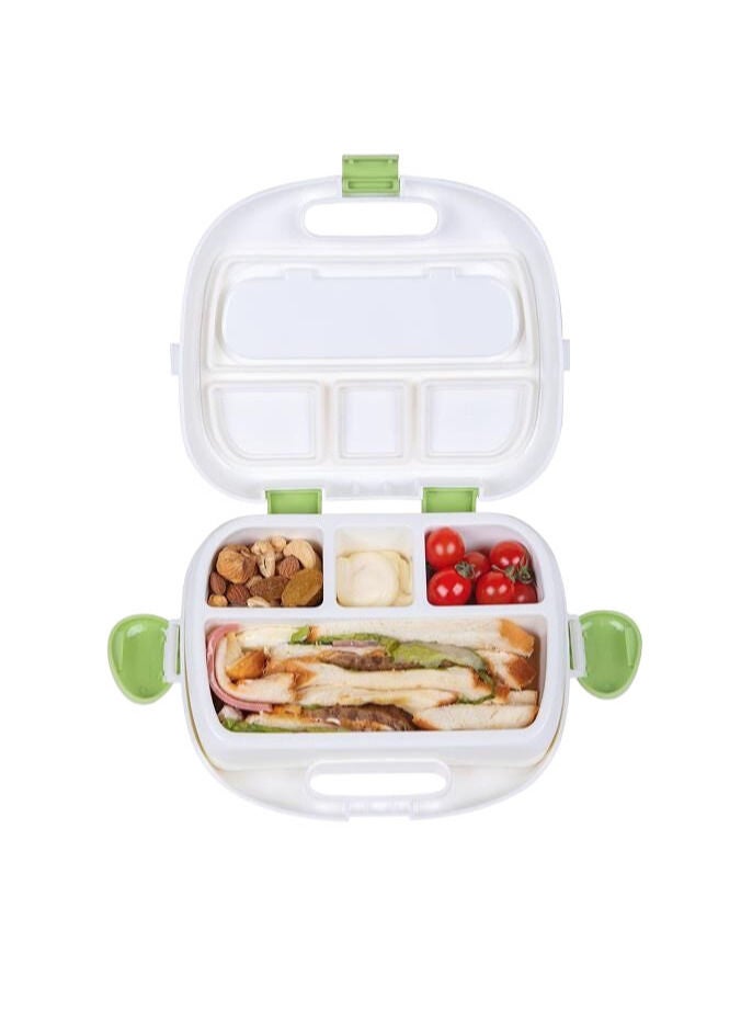 XiuWoo Children's Bento Lunch Box Fresh-Keeping Lunch Box Lunch Plate With Fork-Green  - Image 4
