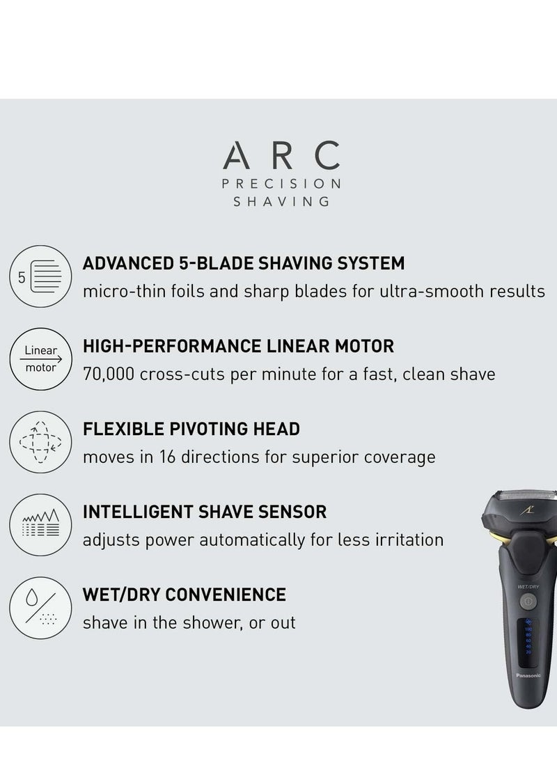 Panasonic - Panasonic ARC5 Electric Razor for Men with Pop-up Trimmer, Wet Dry 5-Blade Electric Shaver with Intelligent Shave Sensor and 16D Flexible Pivoting Head - ES-LV67-K (Black) - Image 1