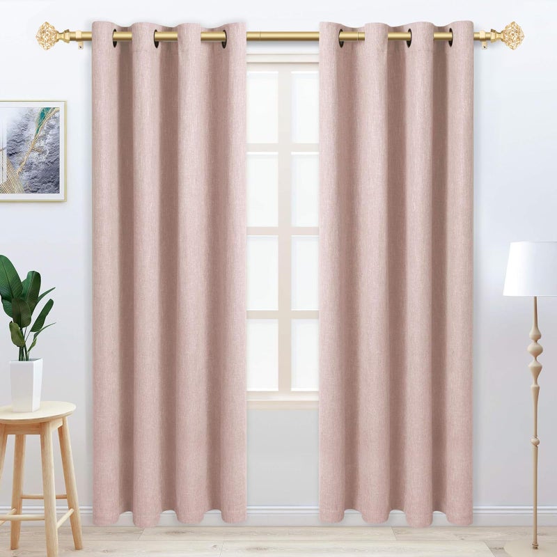 TONIAL Curtain Rod 32 to 58 Inch(2.6 to 4.8 ft), Splicing Adjustable 3/4 Single Rods for Windows 20 to 53 Inch(1.7 to 4.4 ft) Decorative Drapery Rod with Translucent Diamond Finial, Gold - Image 2
