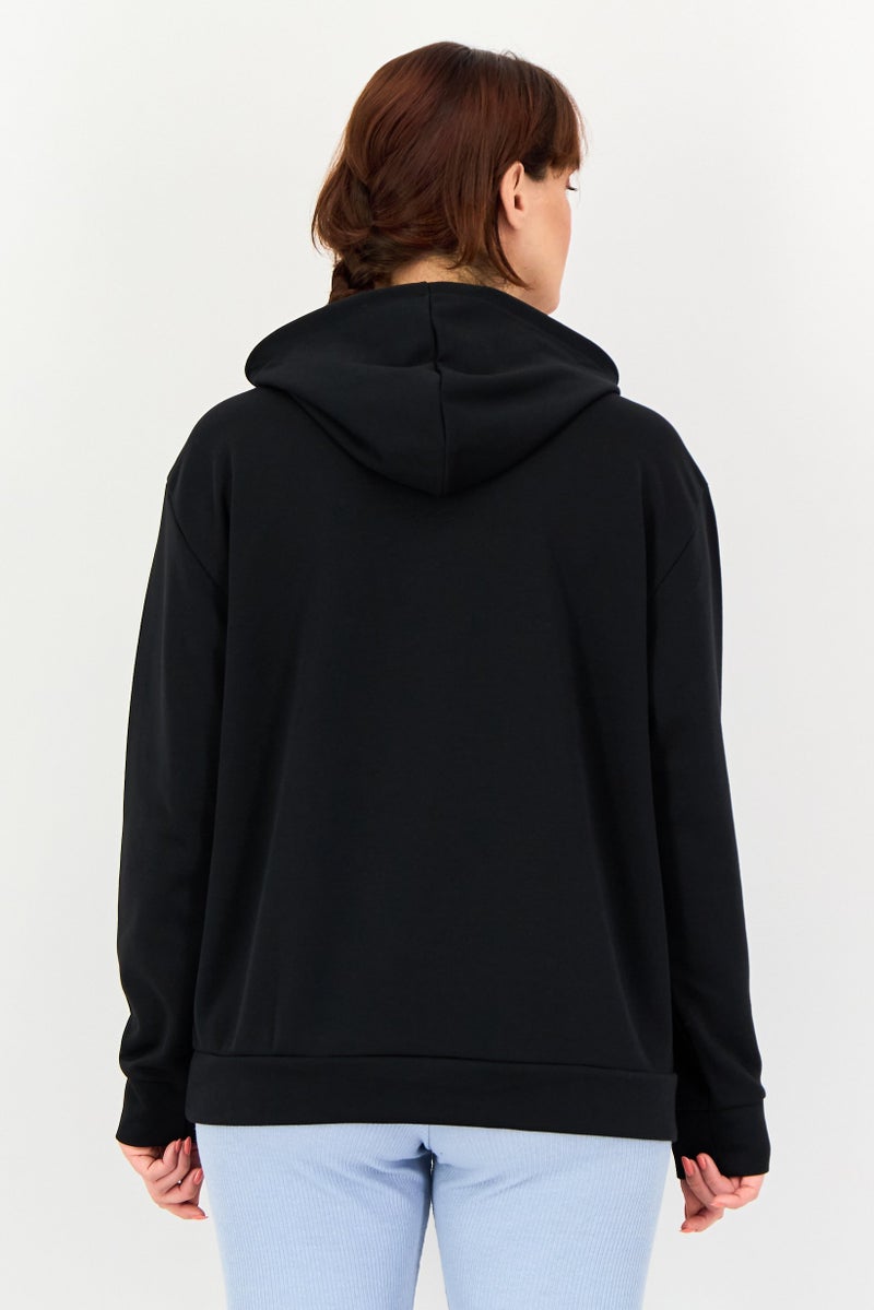 Adidas هودي رياضي نسائي بأكمام طويلة مناسب في الهواء الطلق، أسود - Image 3