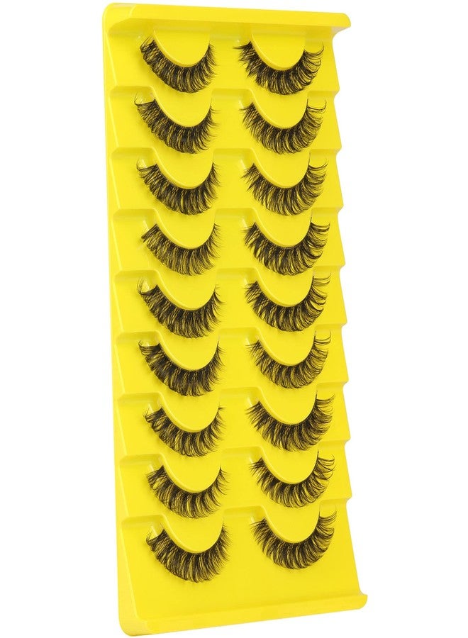 zanlufly False Eyelashes Natural Russian Strip Lashes Wispy Cat Eye Mink Lashes 3D D Curl Fake Eyelashes Lightweight Transparent Band Handmade Reusable Lashes Pack - Image 4